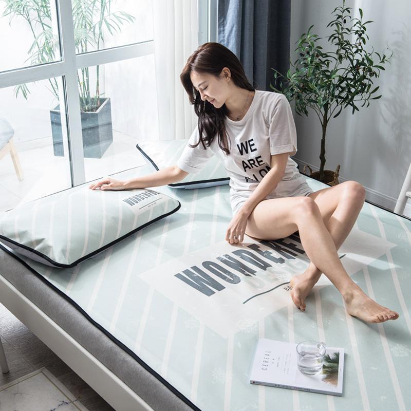 家柏饰corated冰丝席凉席三件套18m床夏季空调软席可折叠15米夏天席子