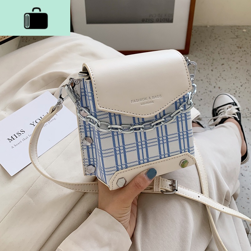 夏天流行格子小包包2020新款潮时尚女包百搭斜挎包网红洋气小方包NEWLAKE高清大图