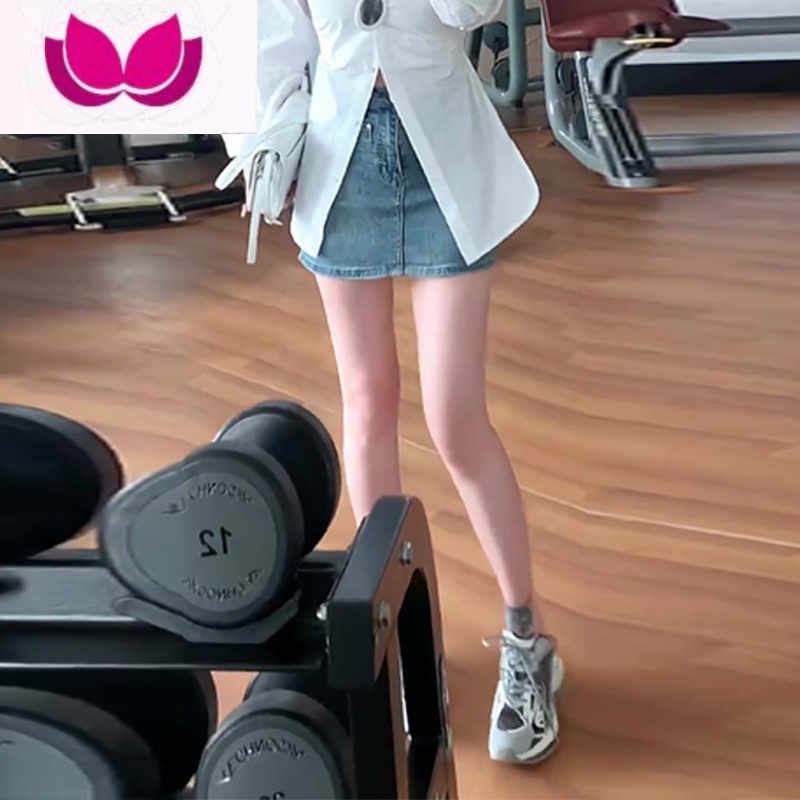 七斓2023早春季网红chic上衣甜辣套装女衬衫牛仔短裙高级感套 蓝色牛仔半身裙 L110-120斤