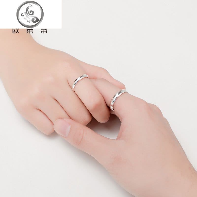 S999纯银情侣戒指男女一对定制刻字开口可调节大小足银素圈对戒款 JiMi图片