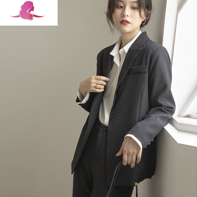 艳如飞正装女套装春秋休闲高级感职业装气质女范大学生面试小西装外套套装