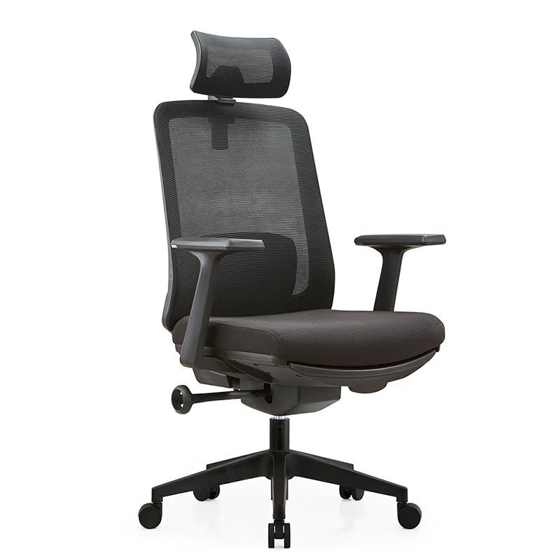 巴洛卡 午休办公椅网布转椅带脚踏黑色高清大图