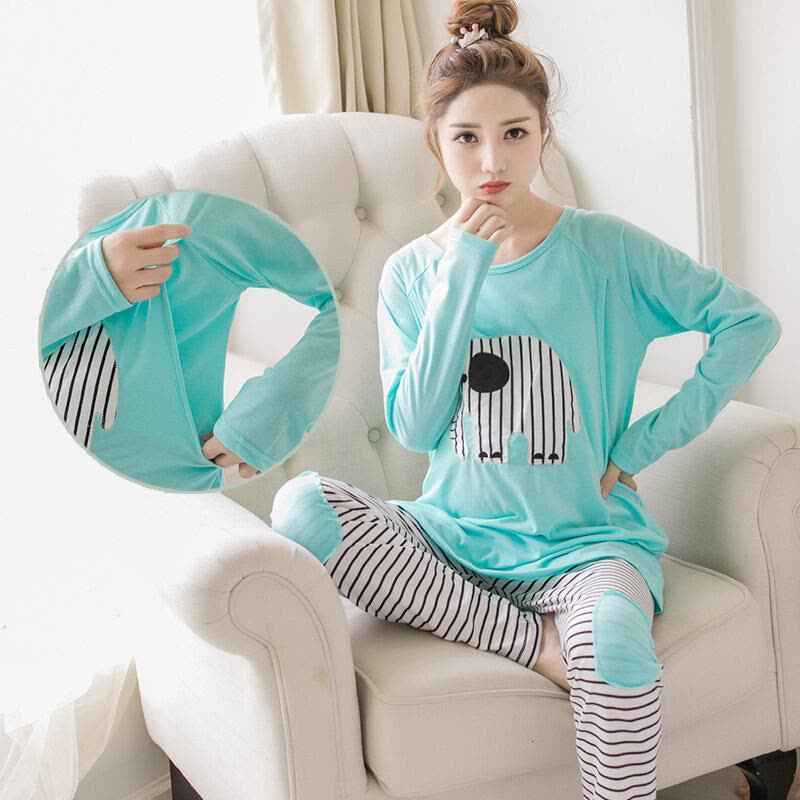 迪鲁奥(DILUAO)月子服春秋纯棉产妇产后哺乳期浦乳睡衣秋冬款孕妇怀孕期加厚保暖图片