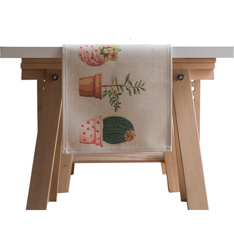 家柏饰(CORATED)北欧S风棉麻布艺茶几电视柜长条客厅餐厅餐桌布盖巾桌旗 仙人掌桌旗 定制每米价格高清大图