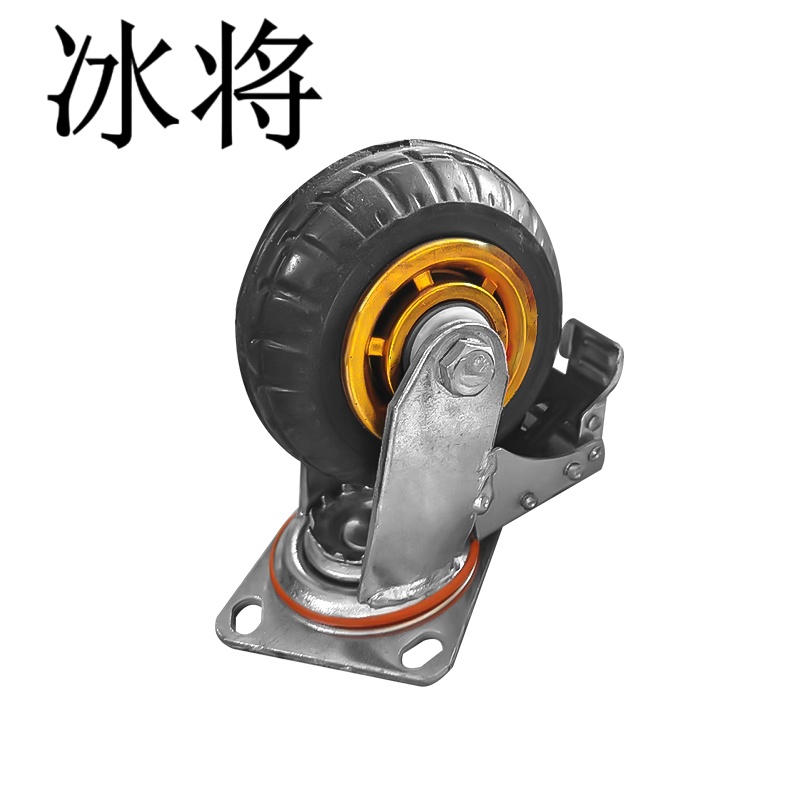 冰将 耐磨重型轻音橡胶底座刹车轮 个高清大图