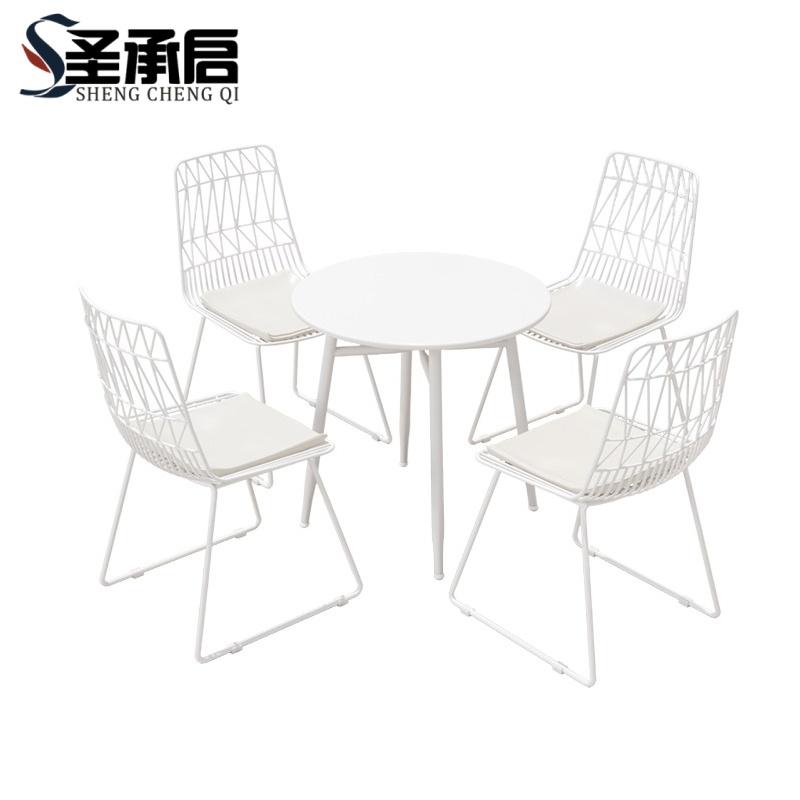 圣承启 桌椅组合 白色一桌四椅 套高清大图