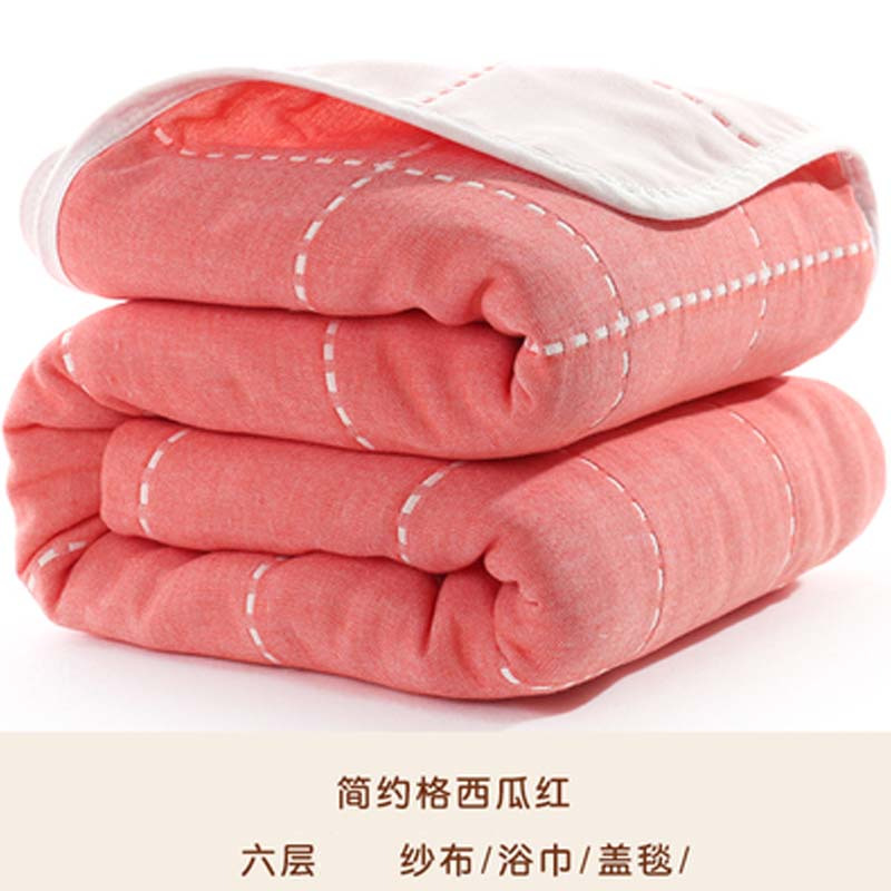 六层纱布毛巾被单人双人毛巾毯儿童婴儿午睡毯通用简约小清新孕婴童床上用品纱布被