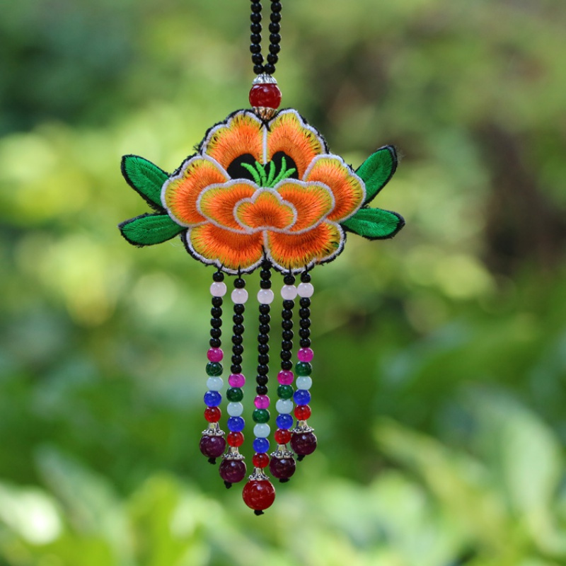 新款女饰品民族风原创手工串珠绣花长款毛衣链休闲复古项链特价