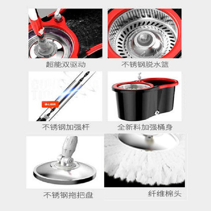 颜色随机桶+加强杆+塑料篮+塑料盘+1洗车头 全能多功能车用除尘掸洗车刷子蜡刷擦车拖把汽车掸子车用蜡拖洗车清洁用品)