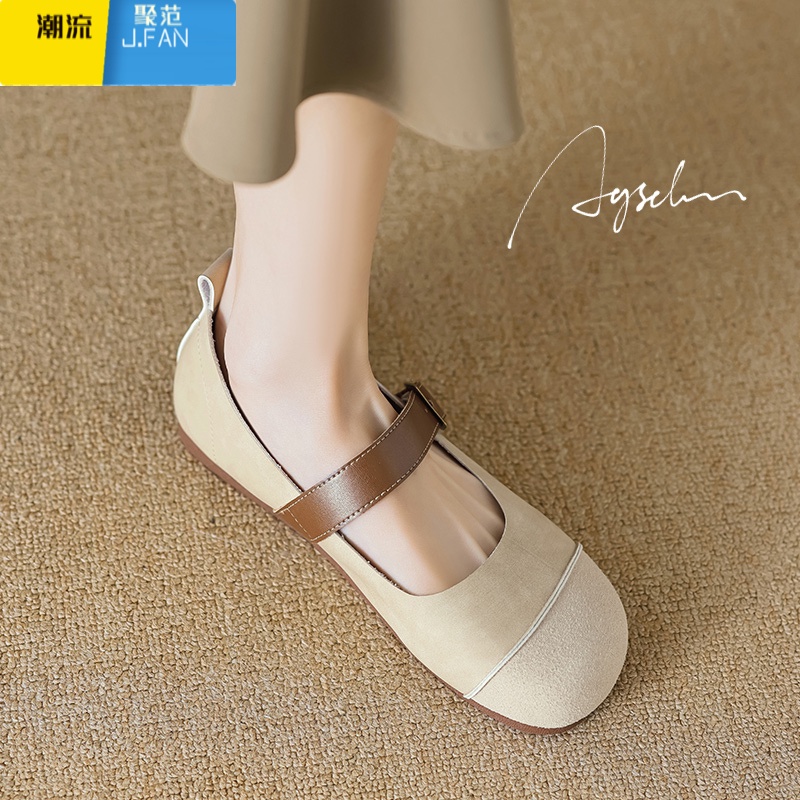 聚范单鞋女2024新款夏季玛丽珍女鞋一脚蹬平底勃肯配裙子通勤高清大图