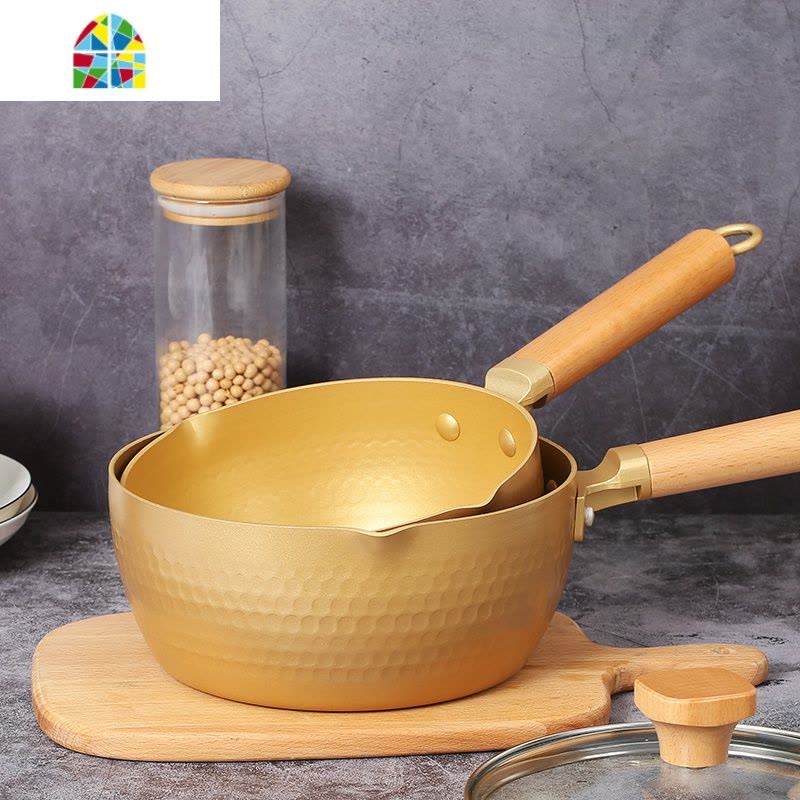日式雪平锅不粘锅小汤锅泡面不粘锅婴儿宝宝辅食锅奶锅电磁炉锅具 FENGHOU 18cm大金雪平锅+锅盖图片