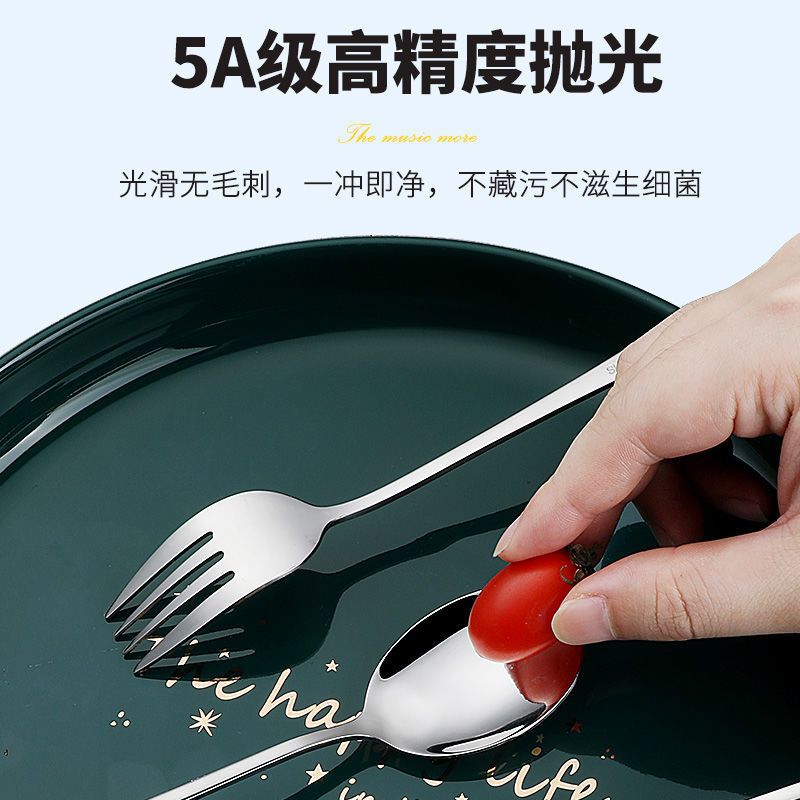 本色银-蓝黛色盒[便携餐具套装] 欧乐多学生便携餐具套装不锈钢筷子叉勺三件套上班族旅行一人餐具