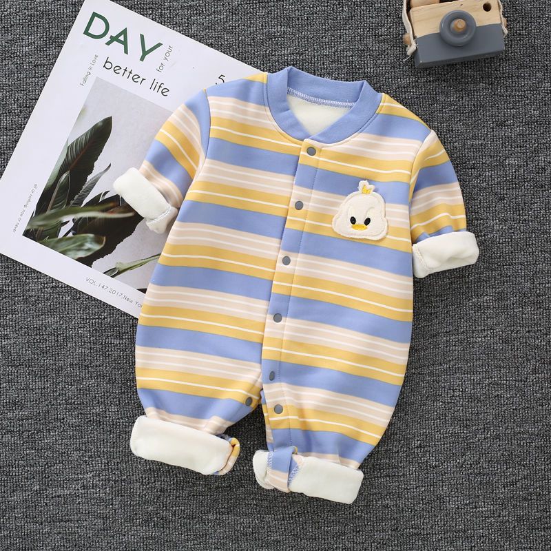 婴儿连体衣加绒加厚秋冬款幼儿保暖衣服莎丞