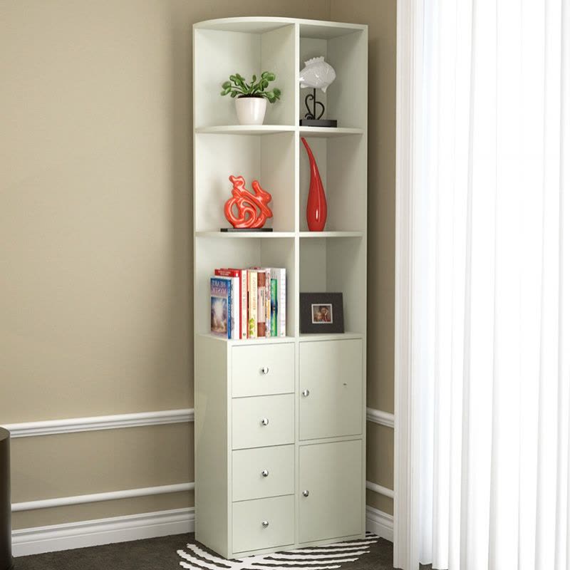 森美人简易角柜墙角柜简约现代书架落地书柜豪华型置物架客厅转角三角柜图片