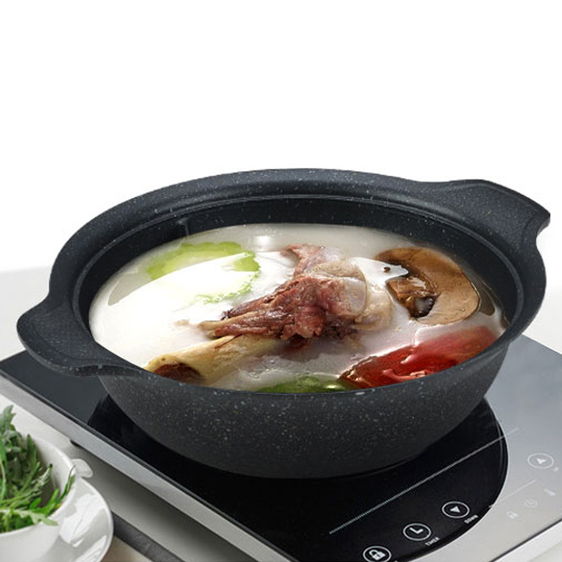 新丰腾麦饭石鸳鸯锅家用火锅锅不粘汤锅火锅盆鸳鸯火锅电磁炉专用X0776