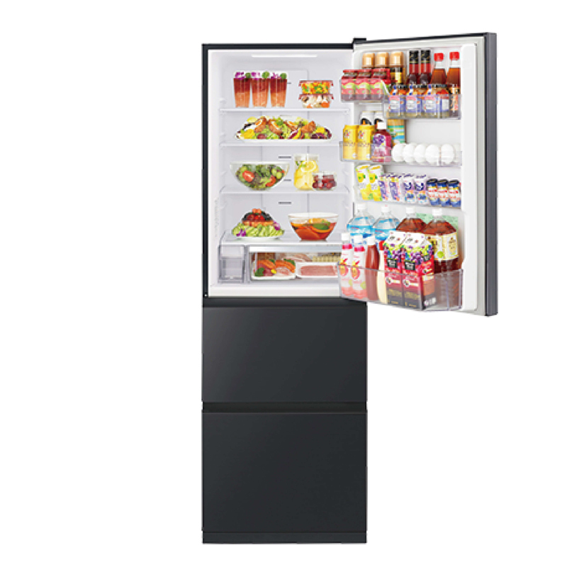 日立hitachi375升三门风冷无霜变频电冰箱自动制冰rsbf380kc雅黑色