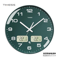 TIMESS自动对时钟表挂墙挂钟家用客厅时尚时钟免打孔温湿度电波钟