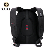 S.A.R.L瑞士电脑包 时尚双肩包大容量双肩电脑包 可放15.6英寸 手提电脑包旅行包 8112黑色加大版
