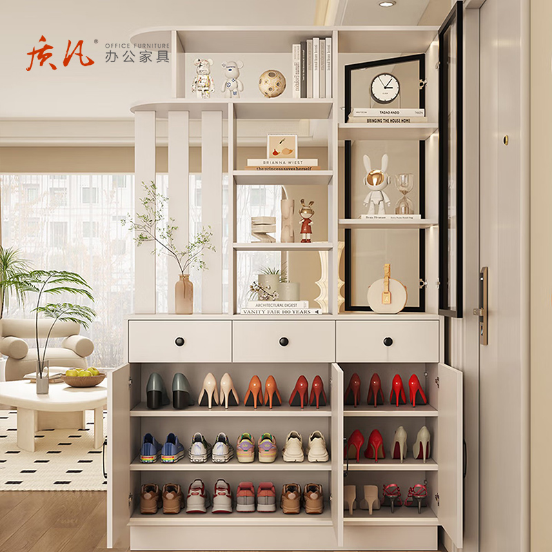 苏宁 质凡 现代简约隔断屏风柜门厅玄关鞋柜/ZF-XGG049/900*350*2000mm高清大图