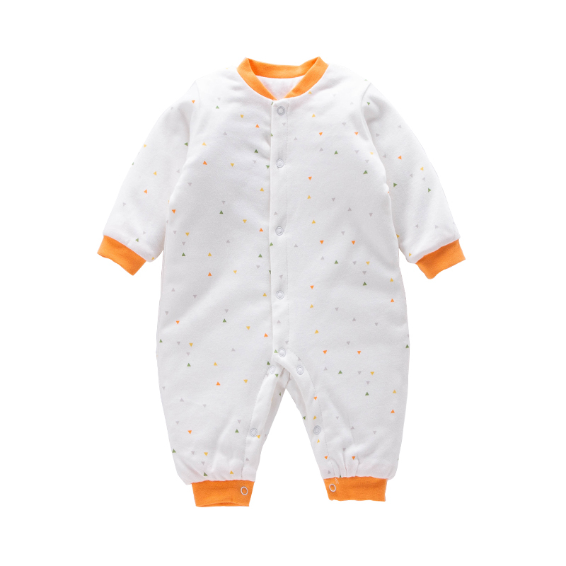 新生婴儿衣服秋冬0-3个月宝宝保暖夹棉加厚连体爬爬服外出抱衣潮