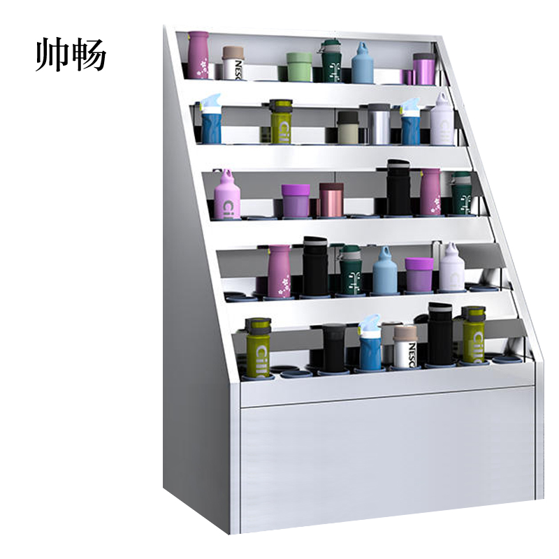 帅畅304不锈钢员工车间多格茶杯放置收纳柜40位水杯架1250*850*590高清大图