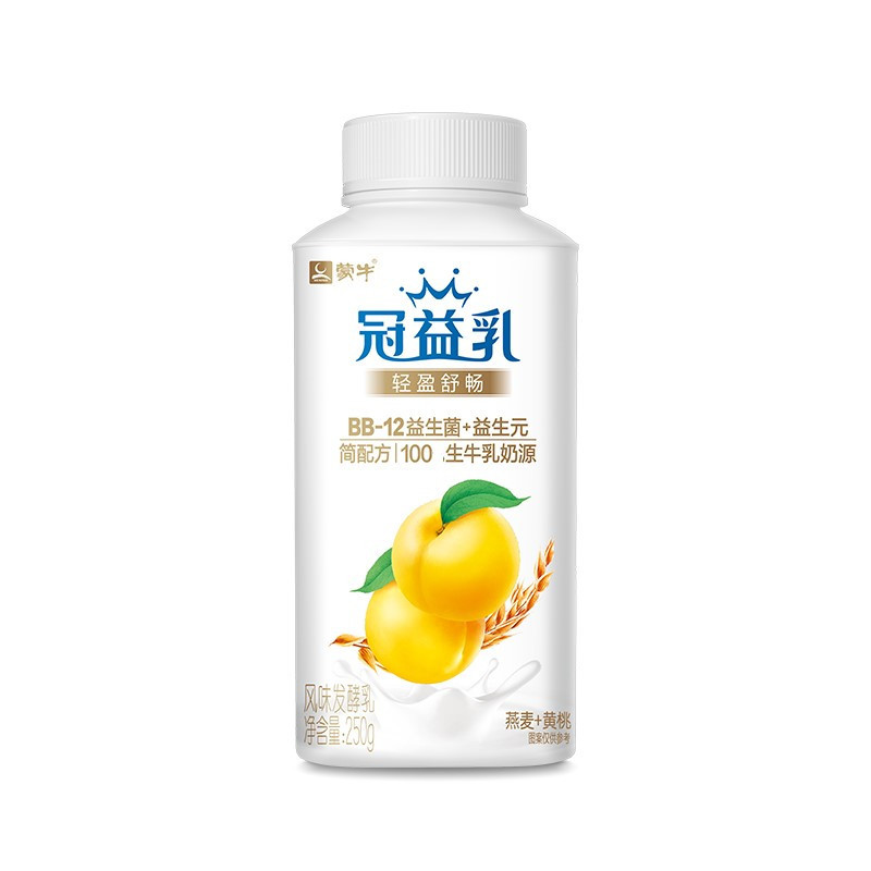 蒙牛冠益乳风味发酵乳燕麦黄桃风味250g*8瓶