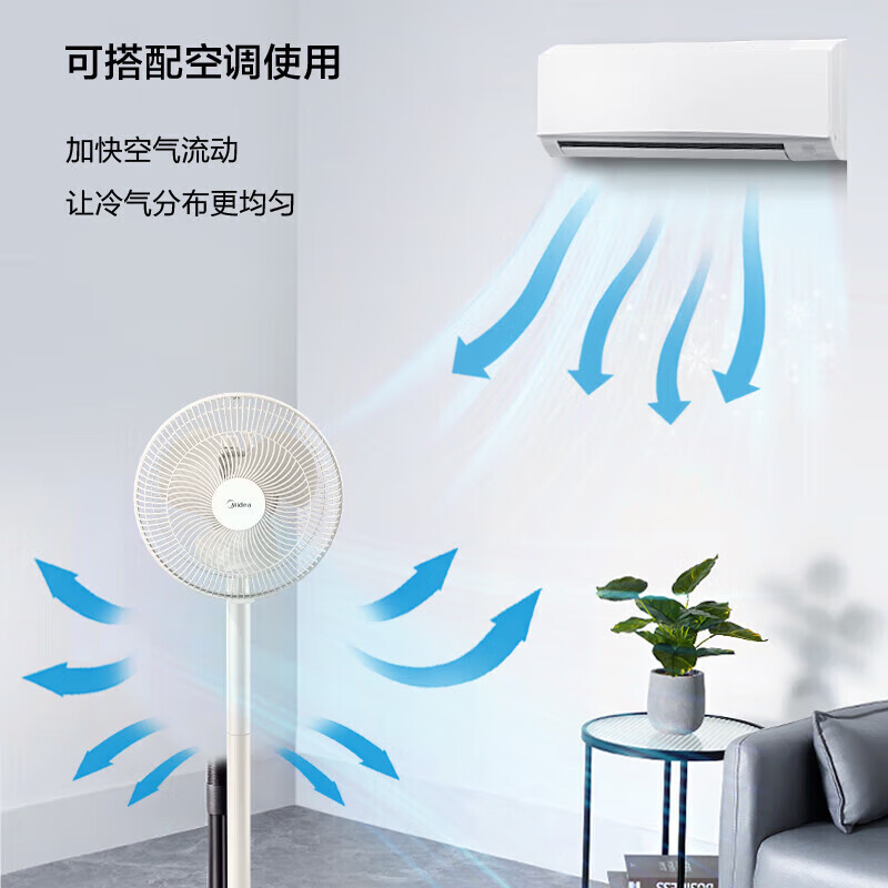 美的静音落地扇大风量广角送风自动摇头设计家用风扇机械款电风扇 FSA25UB高清大图