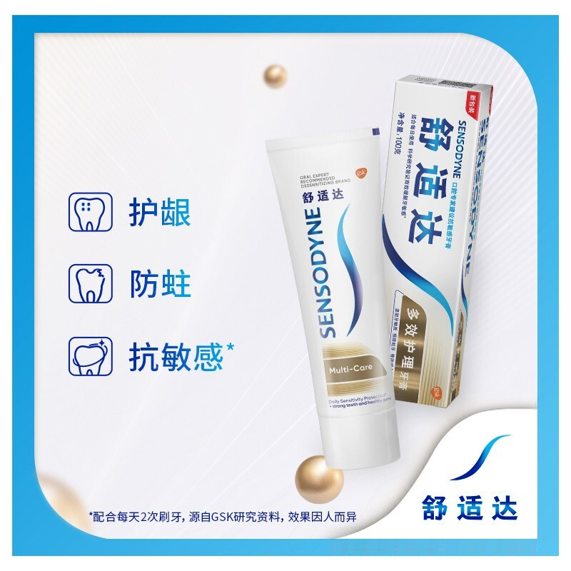 舒适达多效护理抗敏感牙膏100g*2支装 坚固牙釉质 含氟防蛀健齿清新口气高清大图