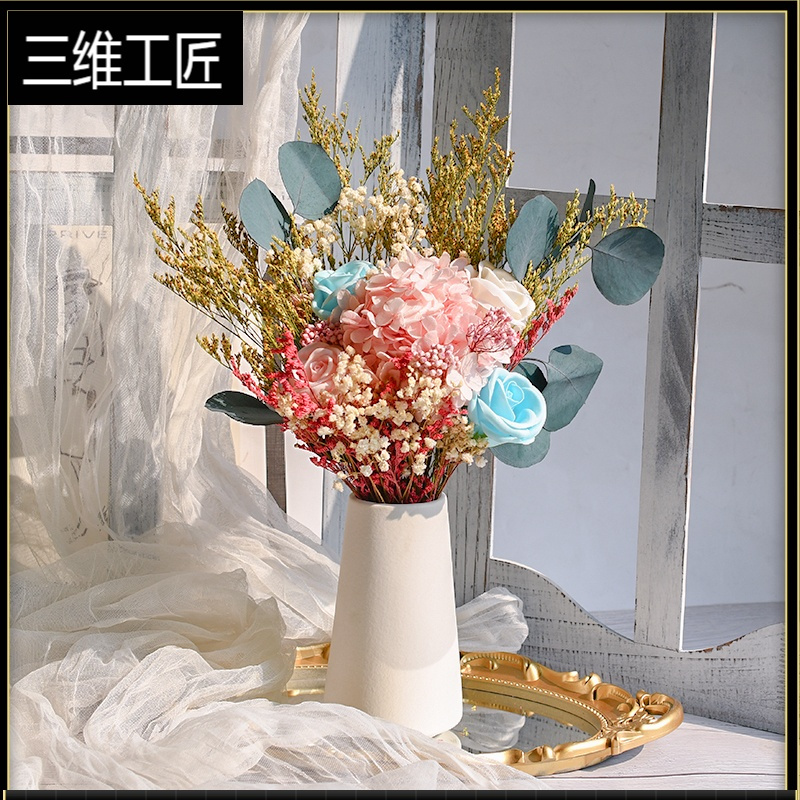 高级干花花束摆件装饰真花家居客厅摆设网红ins轻奢满天星永生花三维工匠微醺甜橙 含瓶 干花包报价 参数 图片 视频 怎么样 问答 苏宁易购
