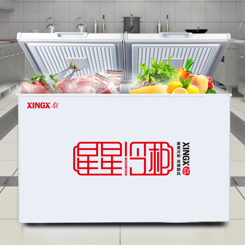 星星(XINGX) BCD-280E 280升 家用商用冷柜冷藏冷冻大冰柜卧式双温柜节能