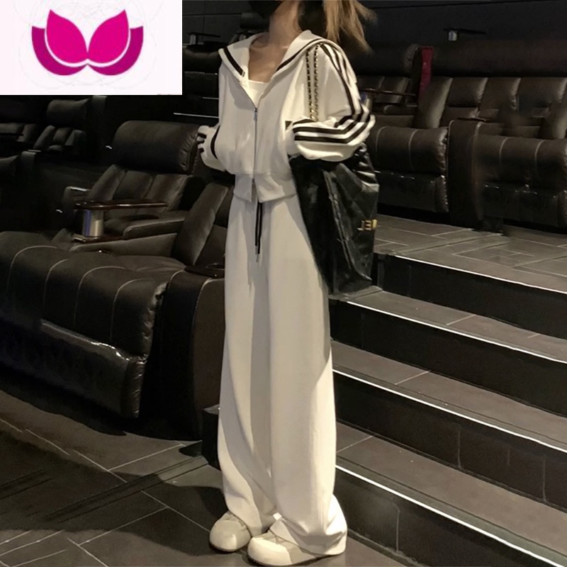 七斓女装2023新款茶系穿搭配一整套气质名媛盐系轻熟卫衣套装 白色套装早秋装搭配一整套/奶fufu套装裙减龄/绝美小裙子两 45/55kg/M