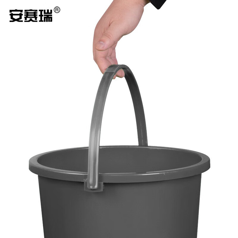 安赛瑞 塑料水桶 带盖 手提厨余桶 20L 厨余垃圾分类餐厨圆桶 灰色 710052高清大图