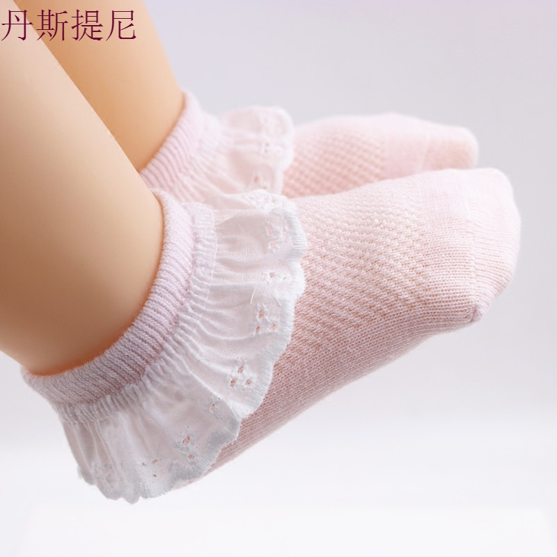 宝宝花边袜0 3岁婴儿袜子春秋纯棉夏季儿童薄袜子松口白女童短袜