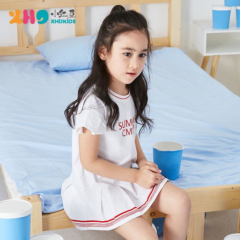 小红豆女童连衣裙2019夏装新款女孩休闲裙子中大童棒球裙洋气裙子