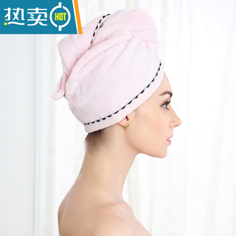 敬平干发帽加厚速干韩国成人可爱强吸水干发巾包头浴毛巾帽 蓝色素色高清大图