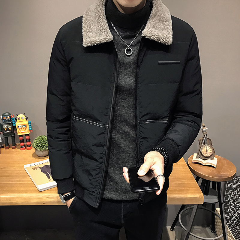 YUANSU棉衣男新款2020年冬季外套韩版潮流羊羔毛领男士棉服潮牌加厚棉袄棉衣