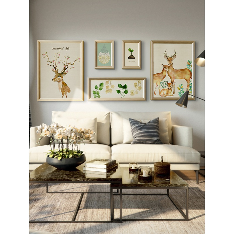 北欧风格餐厅装饰画客厅沙发背景墙壁画组合挂画墙壁画