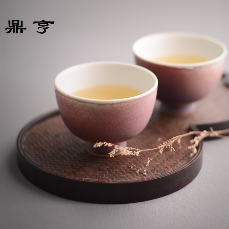 鼎亨素红杯子品茶杯高温窑变亚光肌理景德镇中式复古简约陶瓷窑变