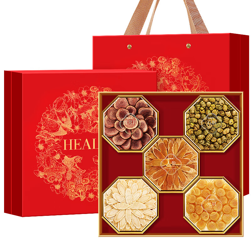 褔东海(FU DONG HAI) 鸿福 五拼组合215g (西洋参斜片+鹿茸+石斛+元贝+人参)/ 盒