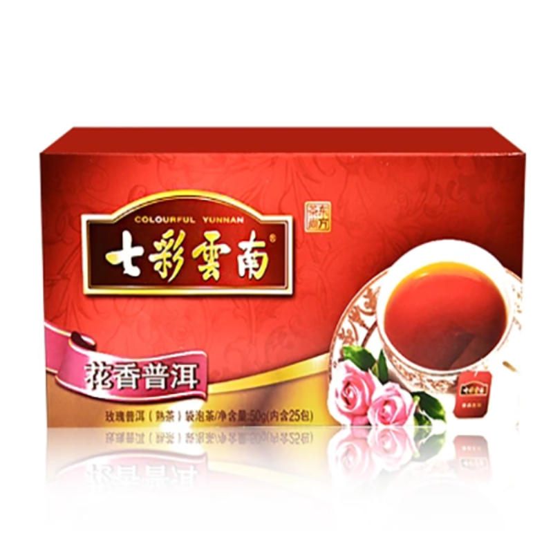 七彩云南 花香普洱(玫瑰熟茶)袋泡茶50g/盒(25包)