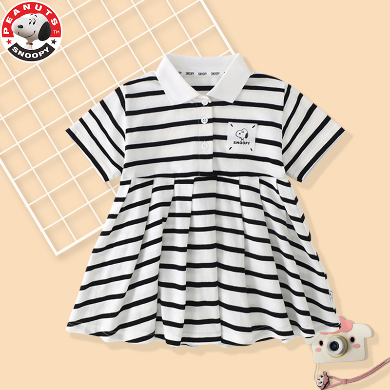 史努比(SNOOPY)童装条纹polo衫+短裤或裙子新款兄妹姐弟套装中小童学院风AL020