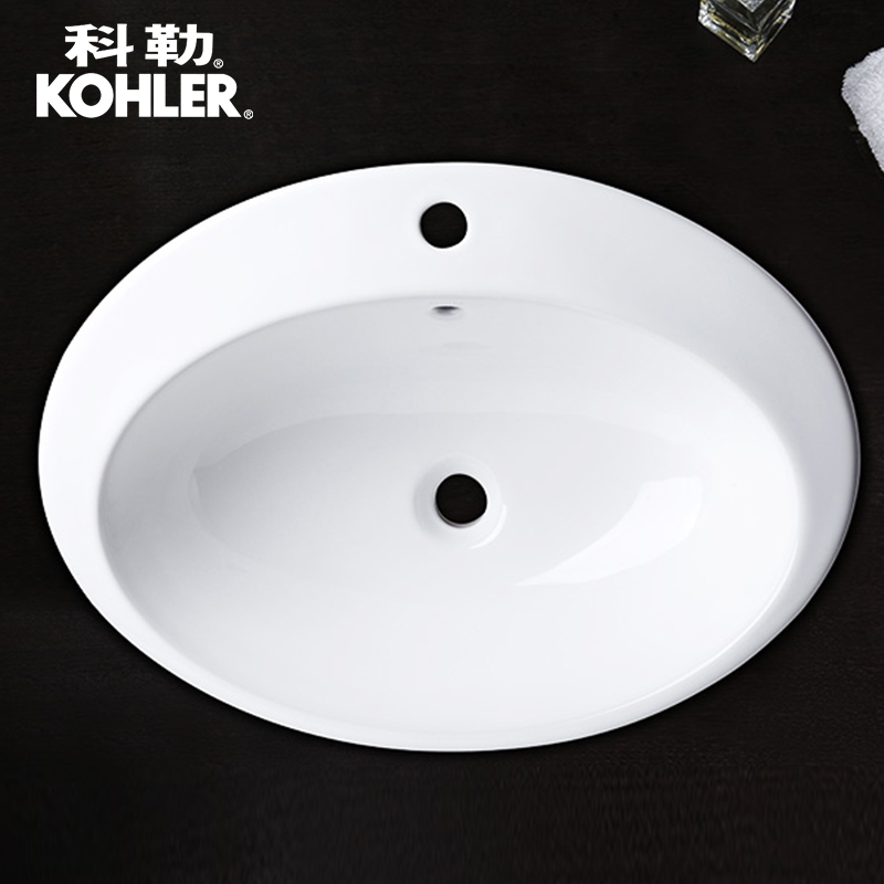科勒下架 台盆皓玥修边式椭圆形台上盆陶瓷单孔洗手洗脸盆k