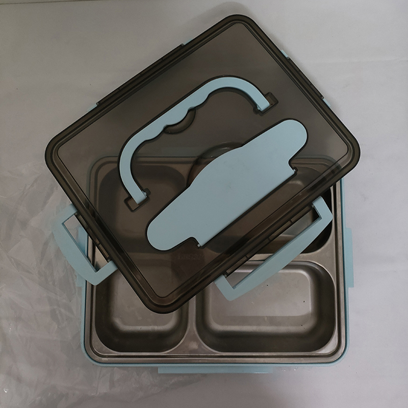 顺心优 304不锈钢双层分格饭盒餐盘配餐具 大号四格/个高清大图