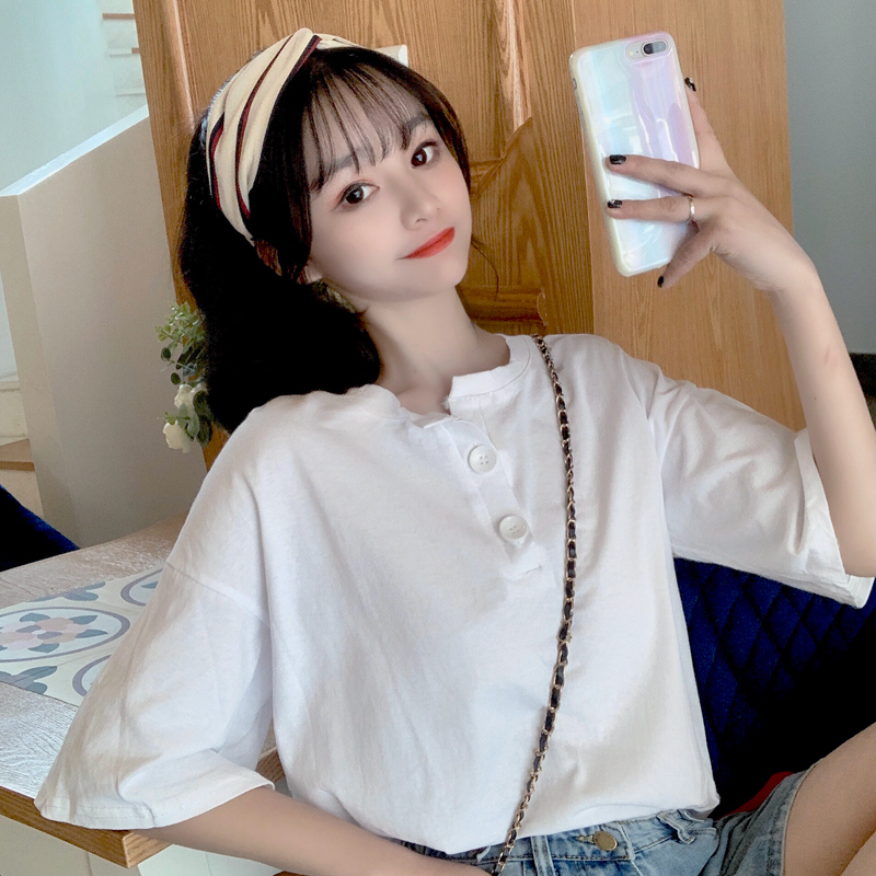 短袖T恤女设计感不规则开叉上衣ins