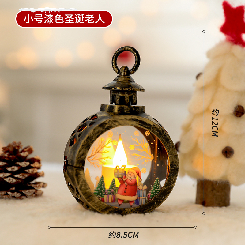 圣诞节礼物装饰复古发光手提灯小夜灯圣诞树氛围场景布置摆件3750 小号【古铜色】圣诞老人灯