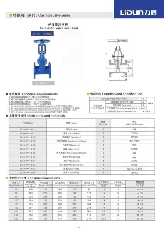 力盾 法兰明杆弹性座封闸阀 6541 DN300 台高清大图