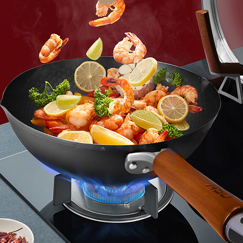 爱仕达铸铁炒锅CF32A5J高纯铁无涂层锈不了燃气电磁炉通用32cm高清大图