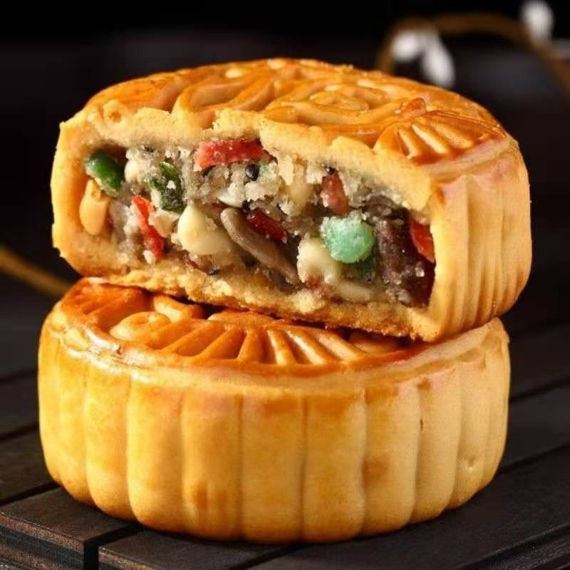 大月饼豆沙蛋黄月饼广式老五仁月饼水果味月饼批发_大