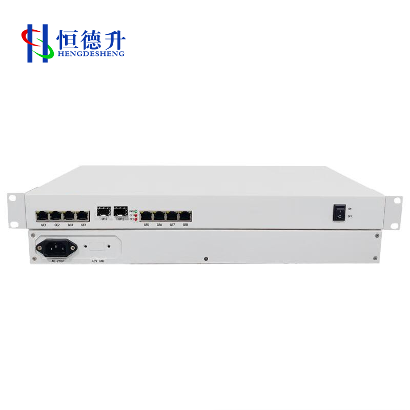 恒德升 8路物理隔离千兆网络光端机+上行万兆光口(不含光模块)HDS-A059SBH600-SFP8GE高清大图