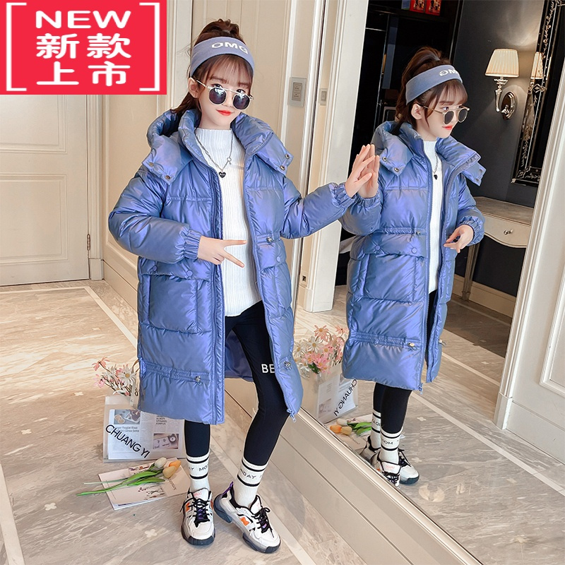 可莉允女童羽绒棉衣2022新款大童女装棉服儿童冬装加厚棉袄12岁长款外套